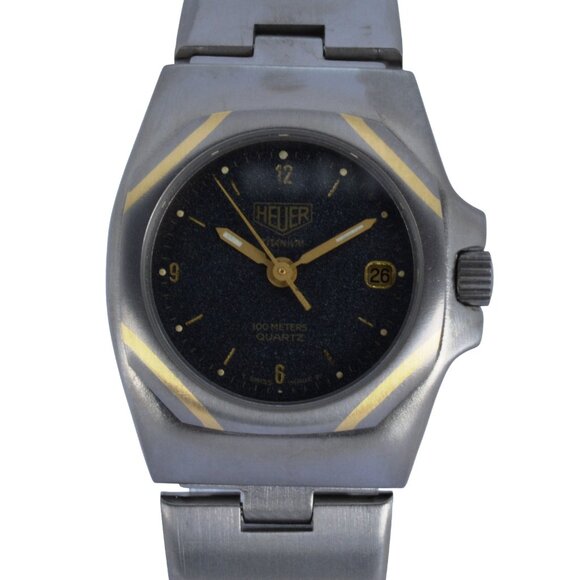 Vintage 1980's Ladies 25mm HEUER Titanium/ Gold 100M Quartz Watch Ref: 825.208! - Picture 1 of 8